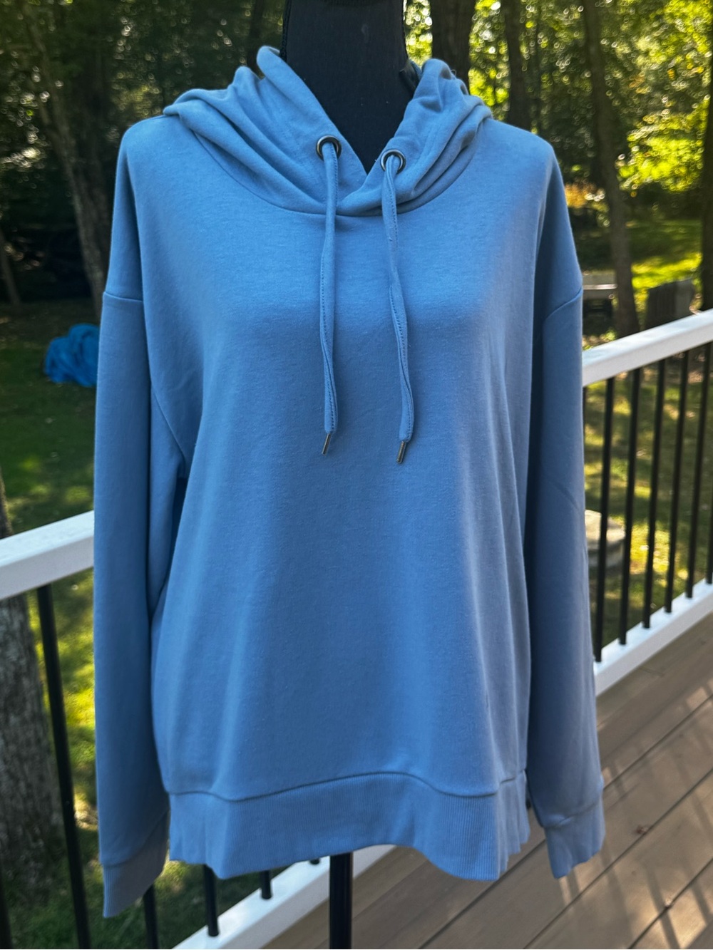 Three Dots New Relaxed Light Blue Hooded Sweatshirt Size X-LARGE